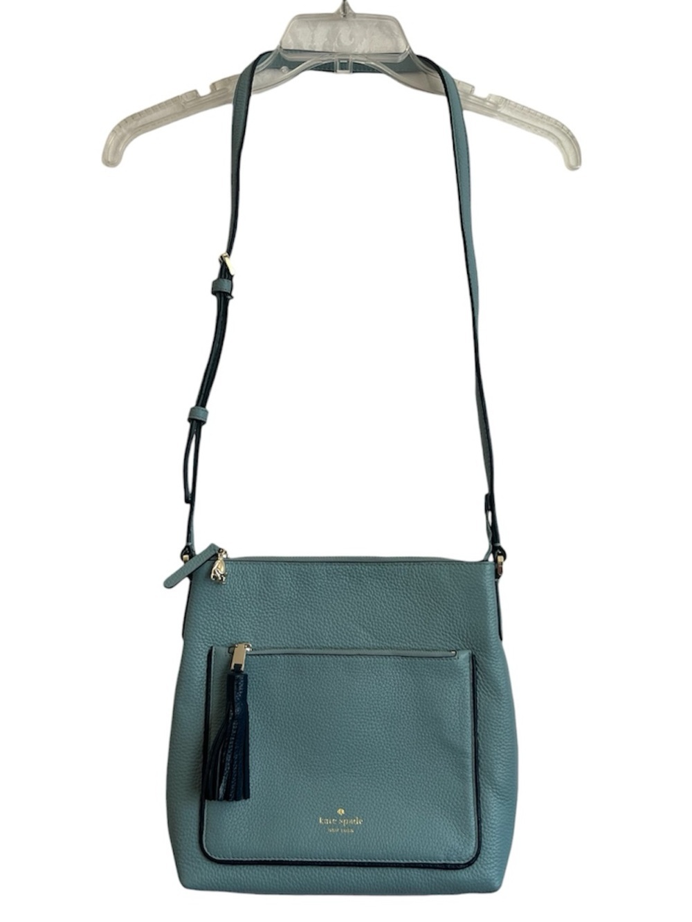 Kate Spade New York On Purpose Pebbled Leather Top Zip Crossbody Bag In Blue EUC